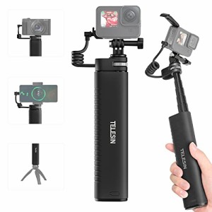 TELESIN 充電自撮り棒 10000mAh 大容量 21-90cm PSE GoPro Hero 11 10 9 8 7 6 5 Black Mini/Osmo Action 3/insta360 X3 X2 X/SONY/Canon