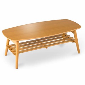 アイリスプラザ テーブル ローテーブル ノルン 折りたたみ 棚付き コンパクト 収納 ナチュラル 幅90×奥行45×高さ32cm 6310-19SKV