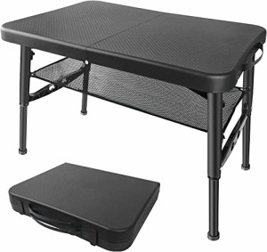 BIKYO 折りたたみテーブル ピクニックテーブル アウトドア テーブル キャンプ テーブル 折りたたみ 軽量 コンパクト 高さ4段階調整可能 