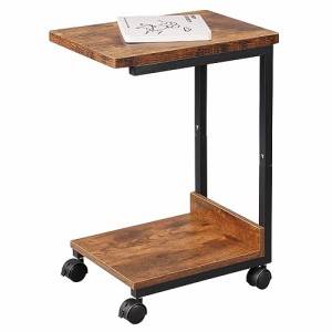 YeTom サイドテーブル キャスター付き ベッドサイドテーブル 可移動ベッドテーブル サイドワゴン コの字 テーブル 層幅37×奥行26×高さ5