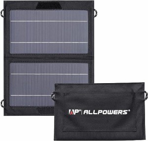 ALLPOWERS AP10 ソーラーパネル 5V10W超小型折りたたみ式太陽光発電パネル スマホ充電用ソーラーチャージャー IP67防水仕様USB出力 22%高