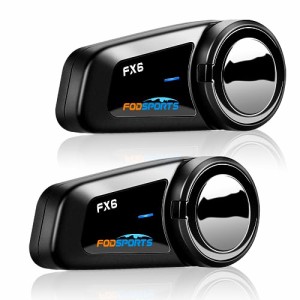Fodsports バイク インカム FX6 6人同時通話 Bluetooth5.0通信自動復帰 FMラジオ付きインカム 12時間連続使用 ブルトゥースイヤホンと接
