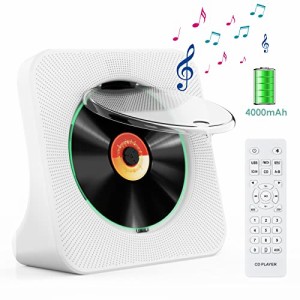 Gueray CDプレーヤー 卓上置き式 Bluetooth5.0 4000mah充電池内蔵 cdプレイヤー 1台多役 CDラジカセ CD/FM/USB/AUXなどに対応 CDラジオ 