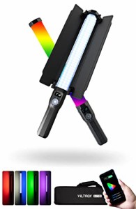 VILTROX 照明撮影ライト 18W LED RGB スティックライト 両面発光式 プロ向け H18 大型 ハンドヘルドライト 脱着式ライトバリア RA95+ 280