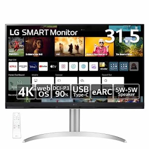 LG スマートモニター / 32SQ730S-W 31.5インチ / 4K / webOS22搭載 / VA/アンチグレア/AirPlay 2 /チルト、高さ調整対応/USB Type-C、eAR