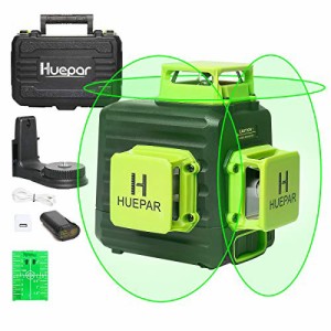 Huepar 3x360° レーザー墨出し器 グリーン 緑色 レーザー クロスライン 大矩 フルライン照射モデル 自動補正 2電源方式 Type-C充電可能 