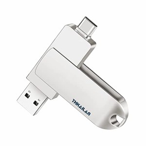 THKAILAR 64GB USBメモリタイプC フラッシュメモリ USB 3.0 高速転送 最大読み取り速度90MB/s 360°回転 亜鉛合金 2in1 Type Cメモリース