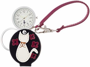 [フィールドワーク] 懐中時計 アナログ 花ねこ バッグチャーム 時計 ルーペ 付き LW037-1 レディース