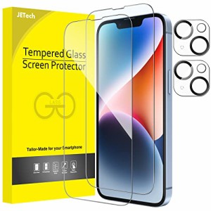 JEDirect iPhone 14 Plus 6.7インチ用 全面保護フィルム カメラレンズフィルム付き 強化ガラスフィルム HDクリア 2枚+2枚セット