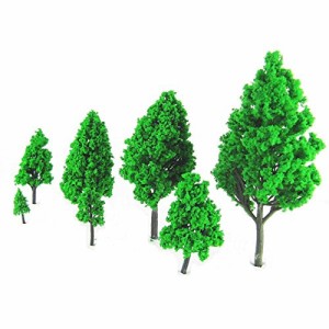 (FUPUONE) ジオラマ 木 模型 樹木 Nゲージ 鉄道 風景 高さ7種類×5本 35本セット (濃い緑)