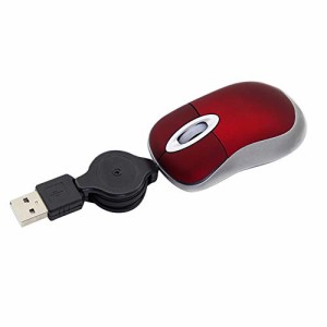DIWOSHE 超小型マウス USB有線 3ボタン 格納式 伸縮マウス ケーブル収納型 光学式 USB巻き取り式 小型 ミニ Sサイズ リール付き 小さい 
