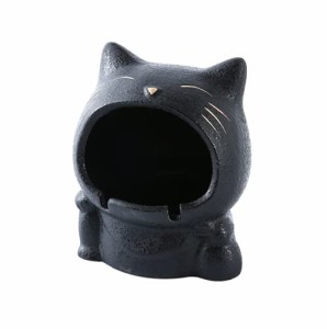 卓上 灰皿 おしゃれ クリエイティブな猫 陶磁器 灰皿 大容量 家/オフィスの装飾のため 黒