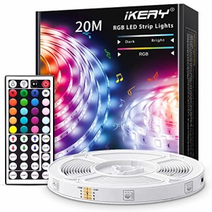 IKERY LEDテープライト 20M リモコン制御 両面テープ SMD5050 24V 4ピン 1600万色 高輝度RGB 切断可能 調光調色 工具不要 入電電圧100V-2