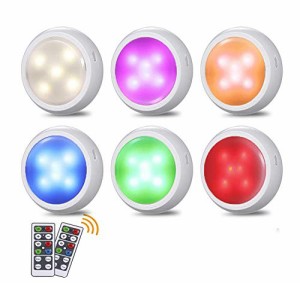 電池式 キッチン ライト 照明LEDクローゼットライトRGB16色3モード 室内 ワイヤレス 小型 6個自動シャットダウンナイトショーケース 食器