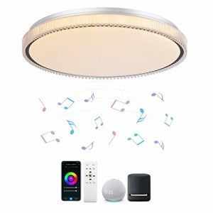 CHYSONGOODS LED シーリングライト 10畳 12畳 5500lm Alexa 対応 内蔵のBluetoothスピーカーリモコン付き Google Home 対応 薄型 高輝度 