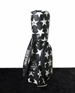 【正規品】BACK SPIN! STAR PU Tour Golf Bag バックスピン 合皮キャディバッグ 星柄 9型 ブラックxホワイト 47インチ対応 9.0型 おしゃ