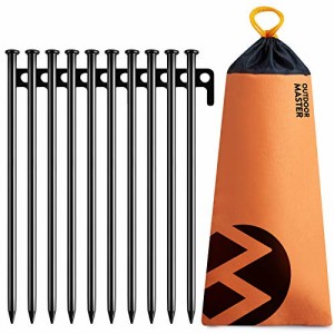 OUTDOORMASTERペグハンマー テントハンマー キャンプハンマー 高炭素鋼 ハンマー 30cm鍛造テントペグ6本 収納袋付き 4m反射材テントロー