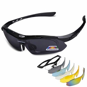 LumiSyne 偏光スポーツサングラス サイクリングメガネ ユニセックス フルセット専用交換レンズ5枚 超軽量フレーム UV400紫外線をカットゴ