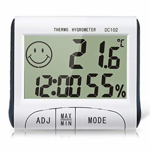 室内温度計湿度計 時計、温度、湿度のトリプル表示 卓上型デジタル温湿度計 マグネット・置き型 最高最低温度表示