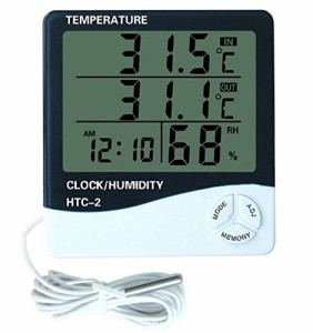 zmart デジタルLCD 温度計 湿度計 屋内 屋外 室内 外気 目覚まし時計