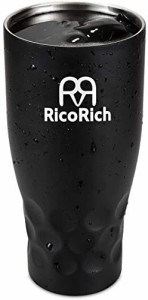 RicoRich 真空断熱タンブラー まほうびん ふたつき ステンレス 二重構造 900ml ブラック (RRWB11-BK)