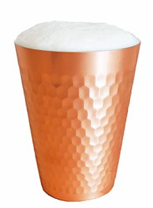 【 冷たさ続く 】泡がふんわり とろ泡 純銅タンブラー 新潟県燕市製 純銅製槌目 350ml / ビールグラス ビールタンブラー ビアグラス ビア