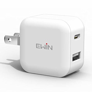 Ewin USB コンセント 充電器Type-C (USB-A USB-C 2ポート 12W PSE認証) USB充電器 タイプc iPhone 14/iPhone 14 Pro/iPhone 13/13 Pro/ i