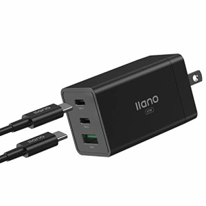 llano 65W PD充電器 (GaN Swift搭載/世界最小クラス/3ポートUSB-C急速充電器/折り畳み式/超コンパクト)【PD3.0対応/QC4.0対応/PPS規格対