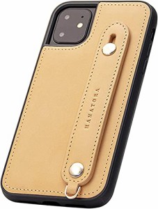 [HANATORA] iPhone11 ケース イタリアンレザー スマホケース 落下防止 耐衝撃 スタンド機能 本革 ハンディベルト ハンドメイド ストラッ