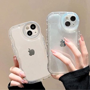 saymi's iPhoneケース クリア 透明 おしゃれ 韓国 ウェーブ デザイン 可愛い シンプル スマホケース iphoneカバー 携帯ケース 携帯カバー