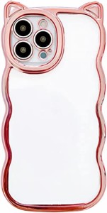 【LuceTerra】 iPhone クリアケース 猫耳 スマホケース (iPhone12promax, pink)