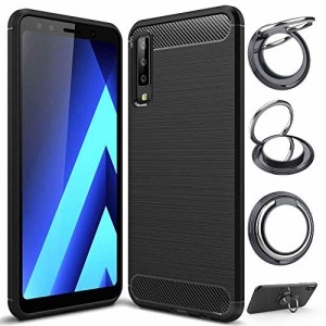 【スマホリングスタンド付】【GTO】Galaxy A7 2018 ケース カバー Qi充電対応 ワイヤレス充電対応 炭素繊維 TPU シリコン素材を使用した 