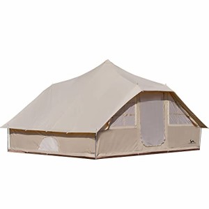 TOMOUNT ロッジ型テント TC テント おこもりキャンプ 豪華型 ポリコットンテント 4-6人用 おしゃれ 設営簡単 撥水加工 UVカット お洒落キ