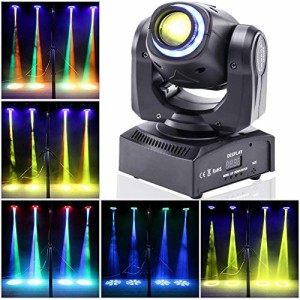 U`King 60W ムービングヘッドライト ステージライト LED 舞台照明 照明リング付き (リモコンなし) 8色 8つのゴボ DMX512 RGBW 音声起動 