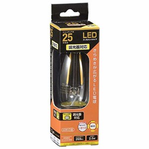 LED電球 フィラメント シャンデリア形 E26 25型相当 2W 電球色 クリア 調光器対応 OHM LDC2L/D C6 06-3488