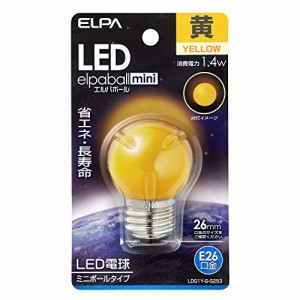 エルパ (ELPA) LED電球G40形 LED電球 照明 E26 100V 1.4W 黄色 屋内用 LDG1Y-G-G253