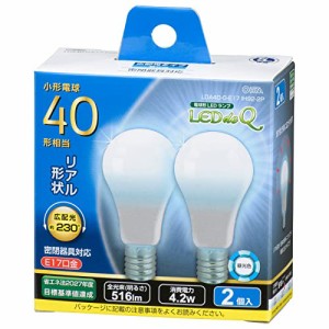 OHM LED電球 小形 E17 40形相当 昼光色 2個入 LDA4D-G-E17IH92-2