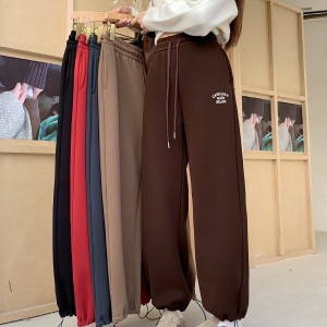 秋冬新作 ワイドレッグパンツ 起毛加工 ルーズ レディース スポーツパンツ 長ズボン ペチート女性用 ジョガーパンツ スウェットパンツ ス