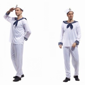Men&#x27;s ハロウィン 衣装 セーラー服 水兵服 海軍 セーラー 男性用 メンズ用 ハロウィーン 王様ハロウィン衣装 コスプレ衣装 コスチュ