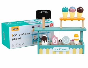 模擬玩具 子供 甘味処 茶器トレイ 新品 アイスクリーム アイスクリーム販売 店 男の子 女の子 おままごと 木製玩具 アイスクリーム台