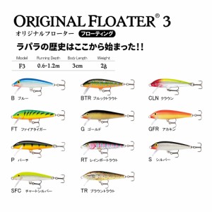 ラパラ RAPALA オリジナル フローター 3cm 2g F3 (ブラックバス ルアー)