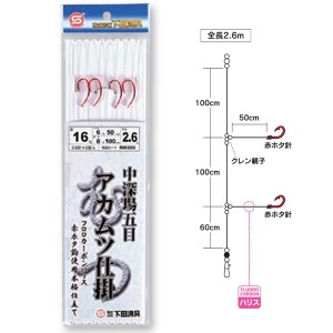 下田漁具 アマダイ仕掛 2本針×2組 KAD210 (船釣り仕掛け 船フカセ仕掛)