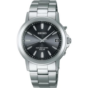ギフト好適品 セイコー　ソーラー電波　メンズ腕時計 ブラック SBTM169