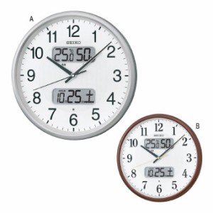 即日出荷 セイコークロック 掛け時計 オフィスタイプ 電波 アナログ 大型 カレンダー 温度 湿度 表示 銀色 メタリック KX237S