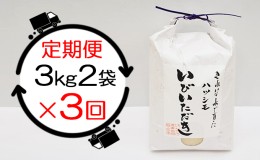 【ふるさと納税】定期便JAいび川プレミアム「いびいただき」/白米 3kg2袋×3ヶ月