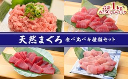 【ふるさと納税】天然まぐろ食べ比べ４種セット 合計1kg（バチマグロ切落し・びん長マグロ・ミナミマグロ・ネギトロ 250g×各１袋）【配