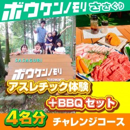 【ふるさと納税】ZZ008 【ボウケンノモリささぐり】アスレチック体験＋BBQセット４名分