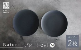 【ふるさと納税】【波佐見焼】Naturalシリーズ プレート M 2枚セット（ネイビー） 皿 マット【光春窯】 [XD102]