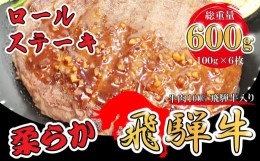 【ふるさと納税】牛肉100% 飛騨牛入 ロールステーキ 計600g