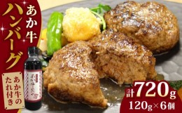 【ふるさと納税】【日本ギフト大賞熊本賞受賞！】あか牛 100％ハンバーグ セット 120g×6個 冷凍 個包装  タレ付き 熊本 赤牛 褐牛 あか